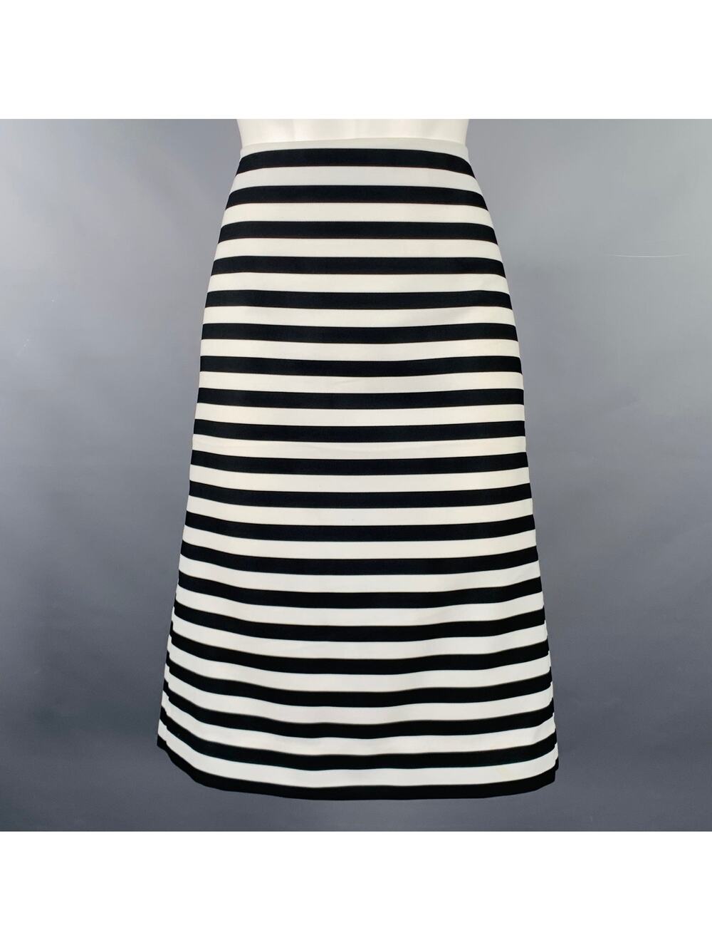 MARC JACOBS Size 6 Black White Polyester Stripe Pencil Skirt